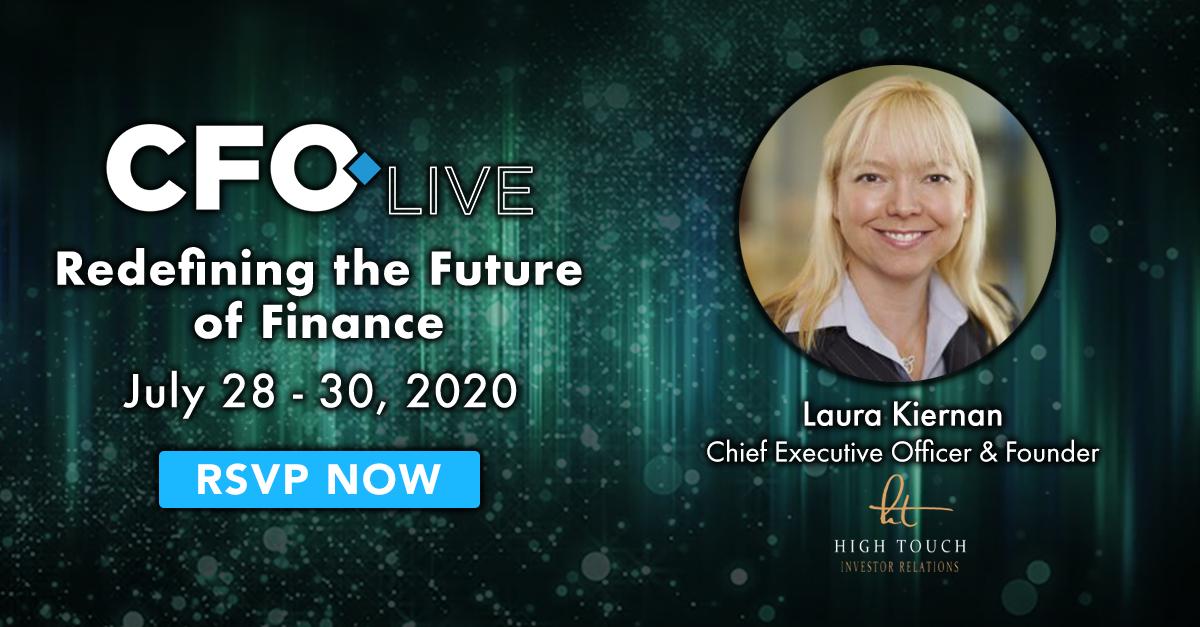 hightouchir's tweet photo. Tune in on July 29th to hear #HighTouchIR CEO Laura Kiernan speak about "Redefining the Future of Finance". Register now: https://t.co/qeoWVre6nM
#CFOLive #CFOMagazine #Finance https://t.co/sp8ndE6yoT
