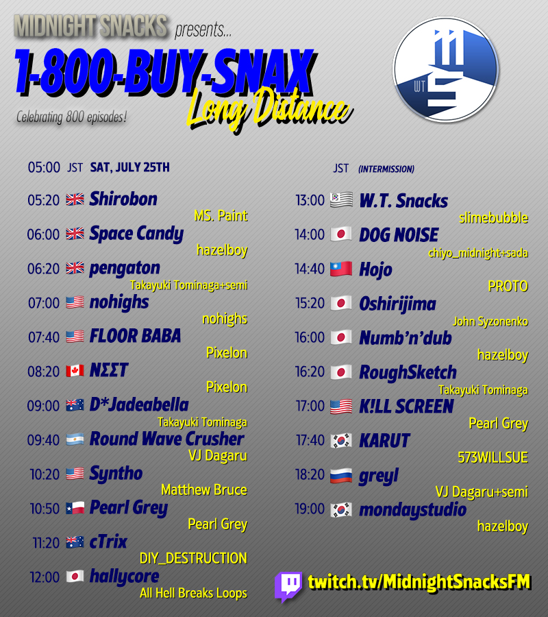 MidnightSnacks's tweet photo. 今日自分のラジオ番組は第800話をします!Twitchでグローバルなラインアップと祝いましょう!そのラインアップは俺の好きな日本人トラックメイカーがいっぱいいます!
#MS800 @ https://t.co/k5Li1IFOgJ https://t.co/b7dcPydSpL