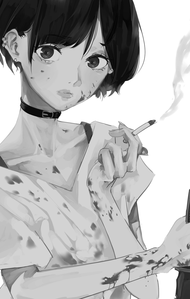 「#絵をモノクロにするとかっこいい

過去絵で便乗! 」|黄燐☢️のイラスト