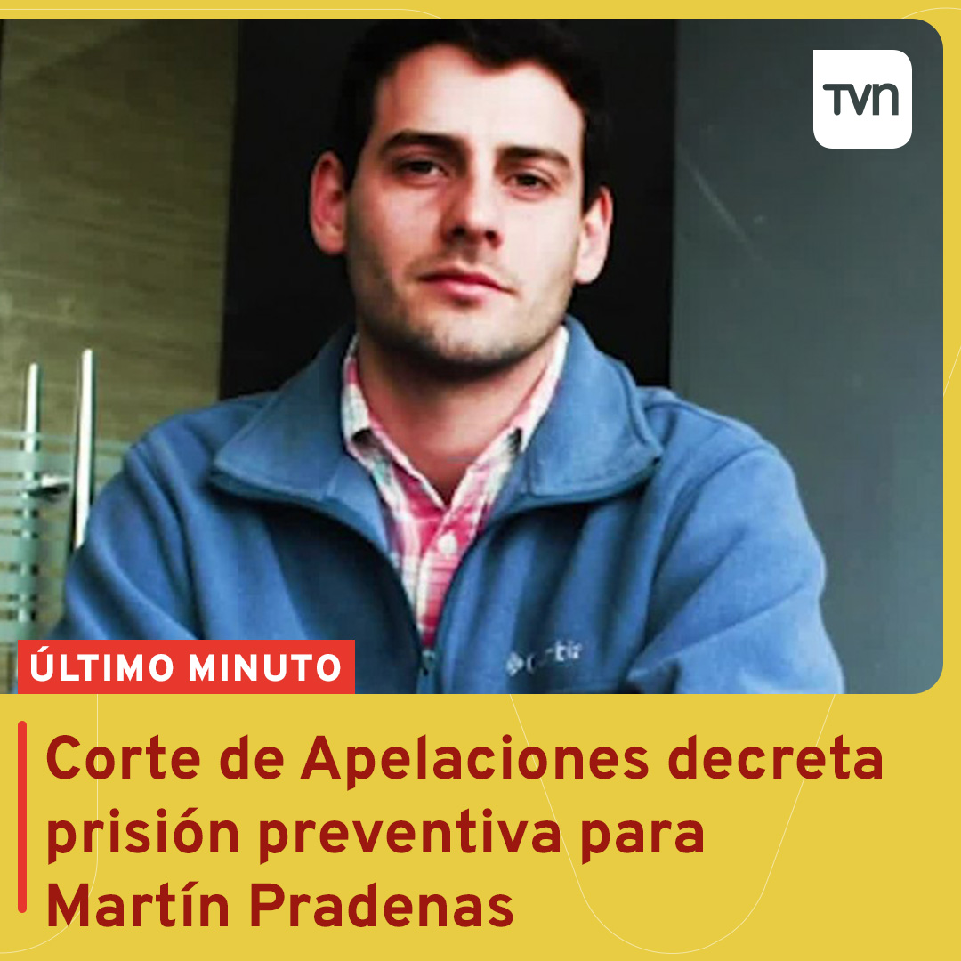 TVN's tweet photo. ⭕ Corte de Apelaciones de Temuco ordena prisión preventiva para Martín Pradenas. 

Detalles: https://t.co/SqOXKruUQj https://t.co/h3fcU3LUH7