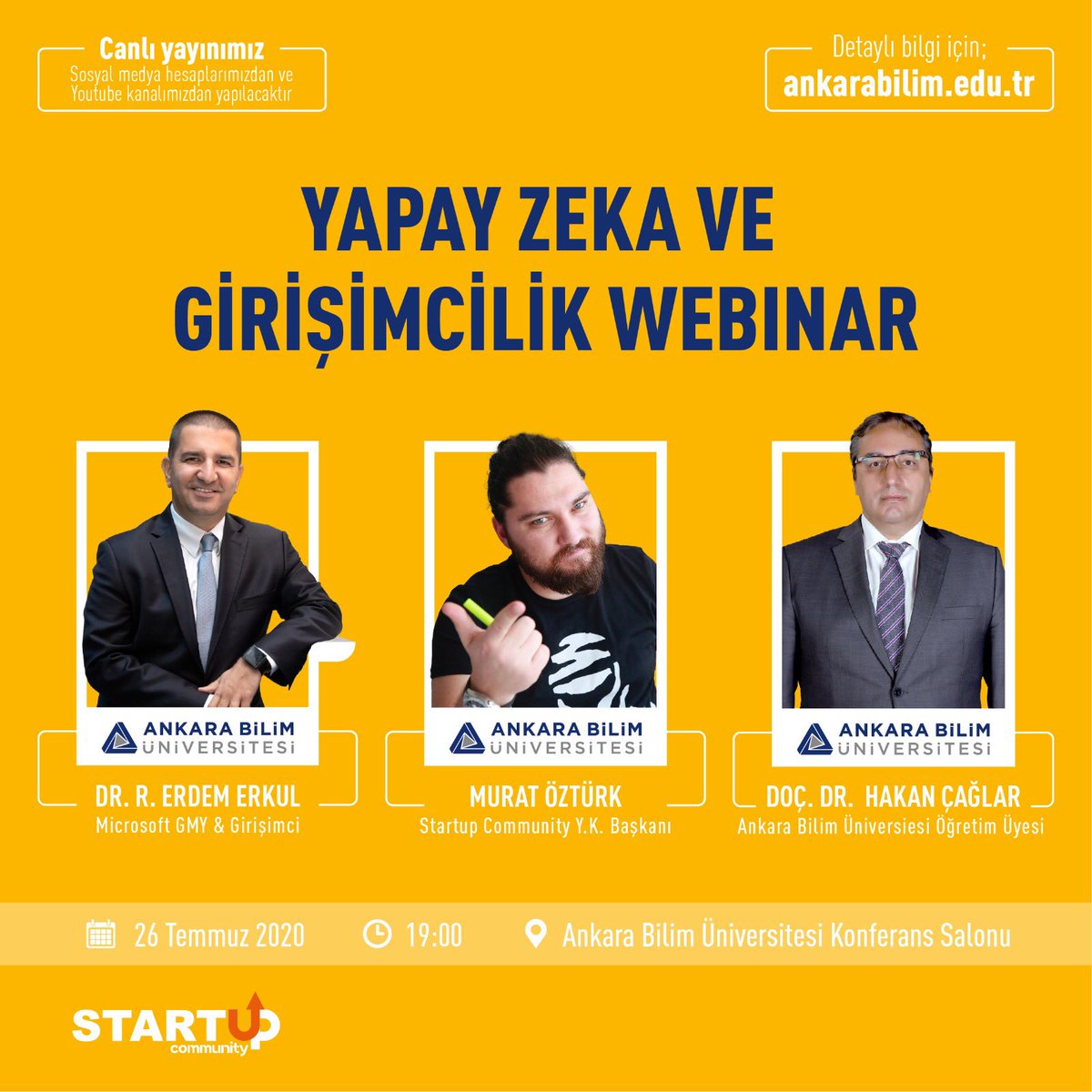 ankarabilimuni's tweet image. Yapay Zeka ve Girişimcilik Webinar’ına sizleri de bekliyoruz! #ankarabilimüniversitesi #yapayzeka #girişimcilik #ankara