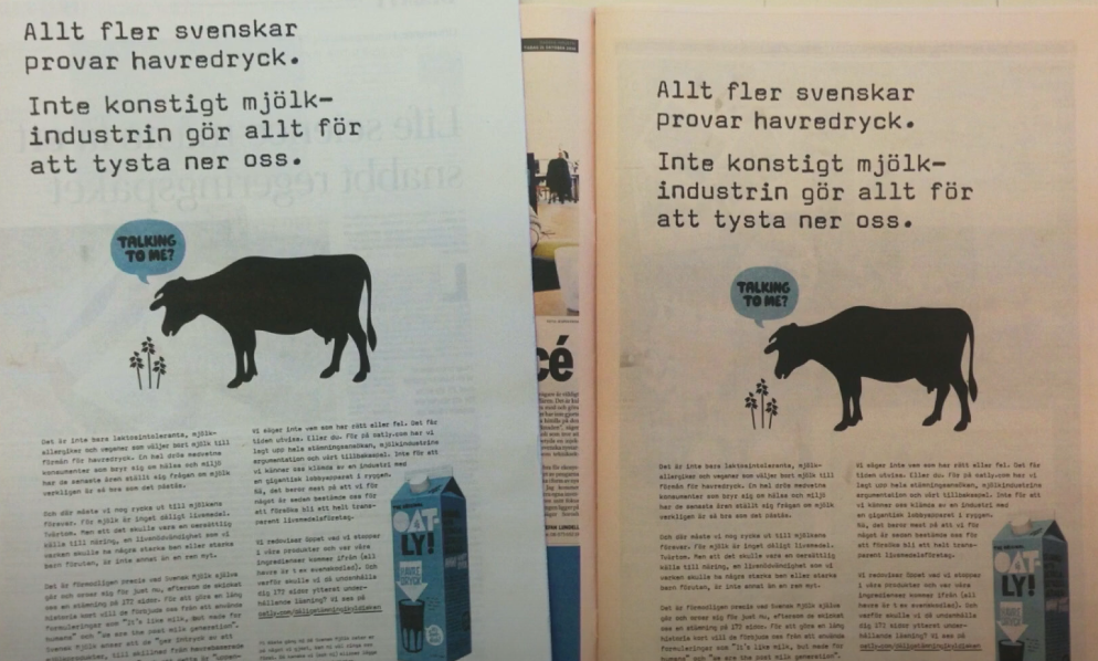 16/ Instead, Oatly took this 174 page lawsuit and published it online. Then, they ran full-page ads in all the Swedish newspapers publishing the lawsuit. In the ad, they tell everyone that the milk lobby feels threatened so they have to resort to being bullies.