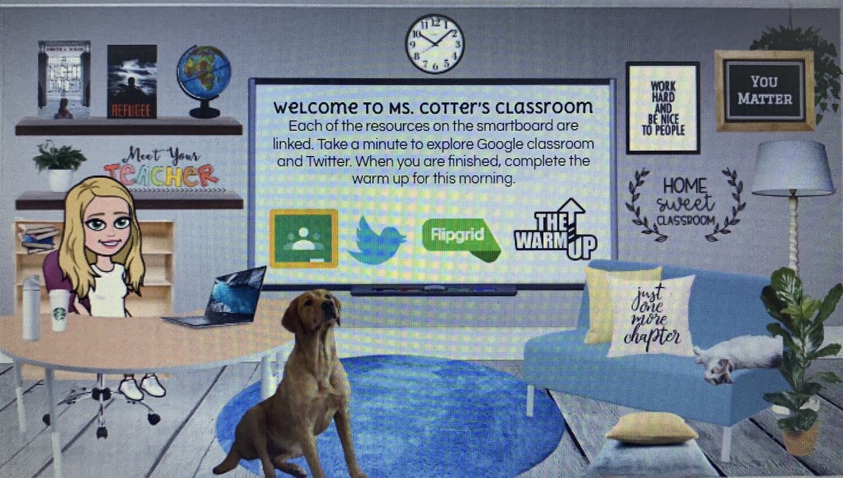 ms_cotter6th's tweet photo. That’s a wrap on this week’s #TechYesPBL focused class! Thank you @e_knupp for such amazing ideas and inspiration. I created a *work in progress* bitmoji classroom that I hope my future students will like. https://t.co/0zjDbt5jf8