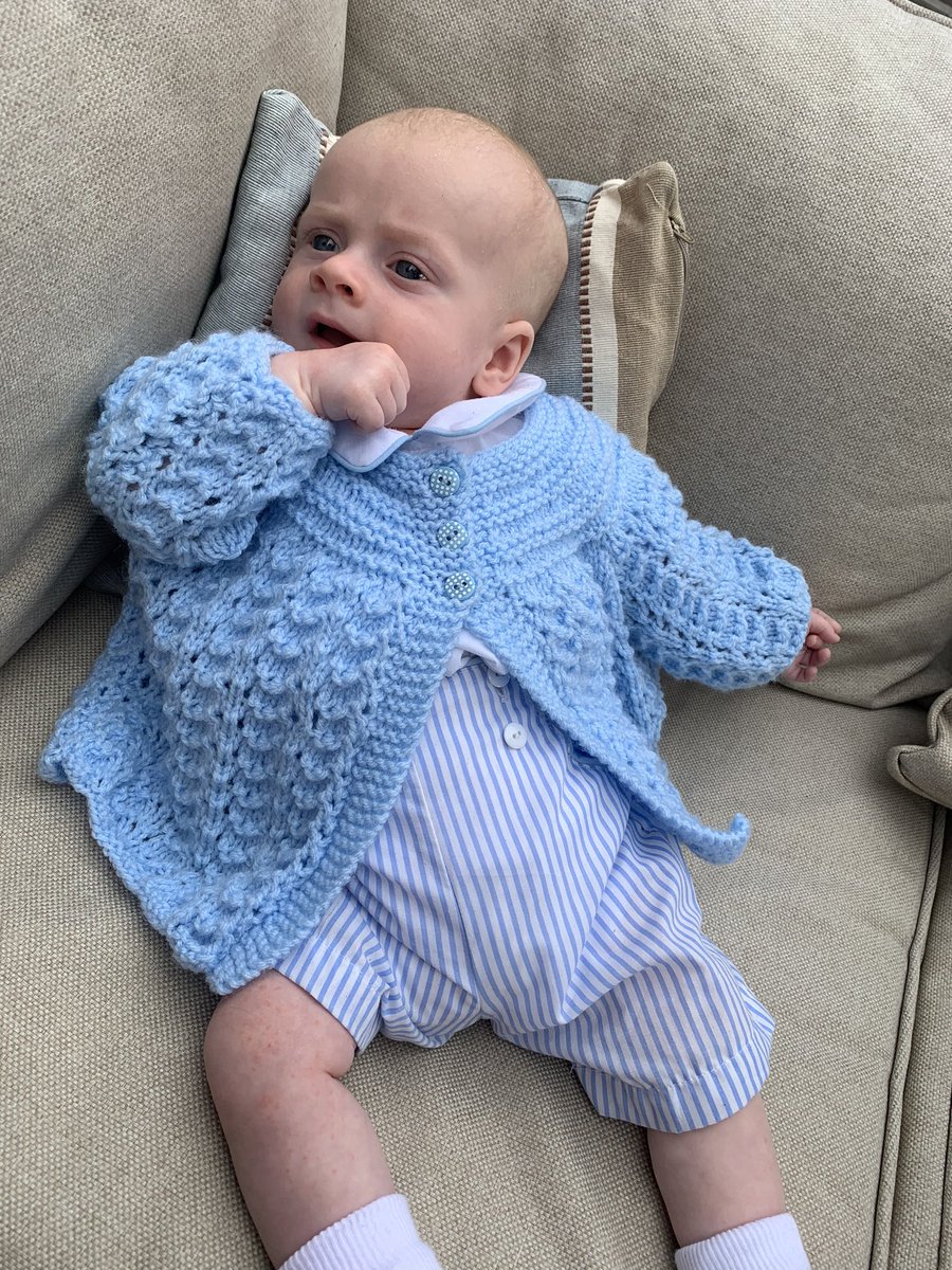 tweetVerityRose's tweet photo. A visit from our new grandson He was wearing one of our wonderful matinee jackets today.
#etsyshop  #verityrose #bluebabyjacket #handknit #babyjacket #traditionalbabyclothes #babyshowergift #boybaby #traditionalbaby #verityrosebyrebecca 
https://t.co/lGiRDRTauM https://t.co/mbKeHnNMzT