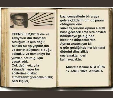 Ne demişti Aziz Nesin;

Dünyada ki en karlı ticaret DİN TÜCCARLIĞIDIR.
Sermayesi YALAN,
Alıcısı CAHİLDİR...

Atam'ın kurduğu ülkede,
Laiklik'in olduğu yerde,
Anıtkabir'in gölgesinde boğulanlar kudurun!
Atatürk'e lanet okuyup, Allah'ı emellerine araç edenlerin, namazı kabul olmaz!