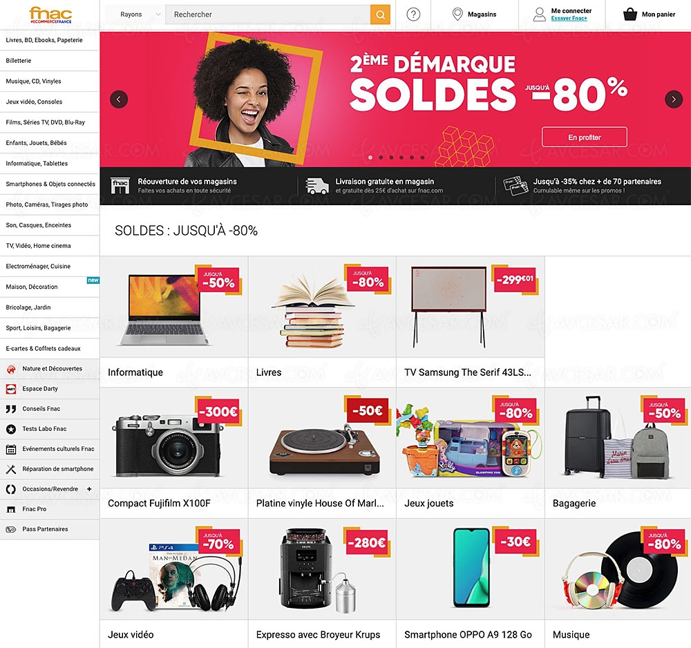 Avcesar's tweet image. Soldes été 2020, 2e démarque Fnac jusqu'à -80% sur des milliers d'articles #soldes #bonsplans #Soldes2019 #TV #ventesflash #labelleaffaire #occasion dlvr.it/RcJ9Ym