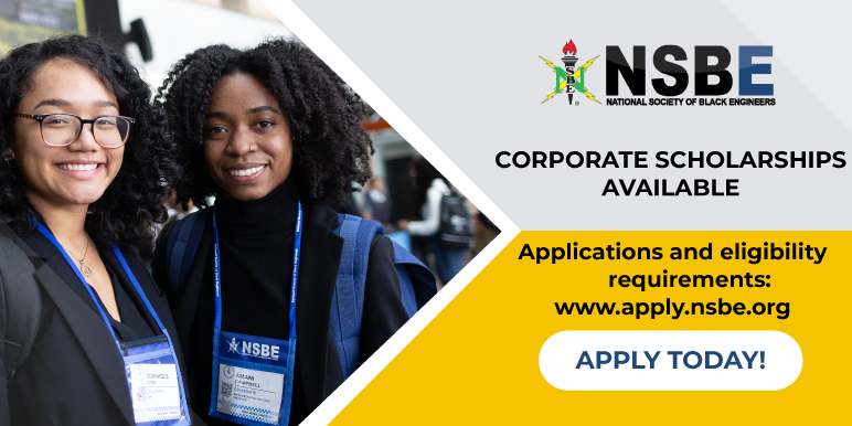 NSBE's tweet photo. Corporate scholarships are available! Apply now at https://t.co/7A3g71xlsd. https://t.co/qDc7wSf0Dq