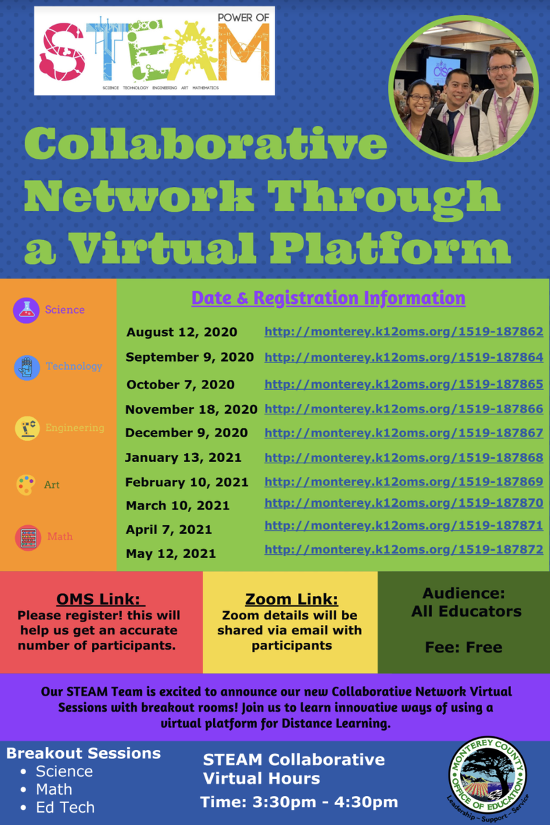 WilliamFranzell's tweet photo. Sign-up today for our first #STEAM Collaborative Network for the 2020-21 school year on August 12 @MCOE_Now! https://t.co/Bs4UbAo18Z @pk12innovation @denisebgreen @MrRodGarcia @DSlownC @kombe_d @nesparza_norma @CSUMB @OfficialNGSS @nextgenscience #CANGSS https://t.co/BaNVR4VWRo