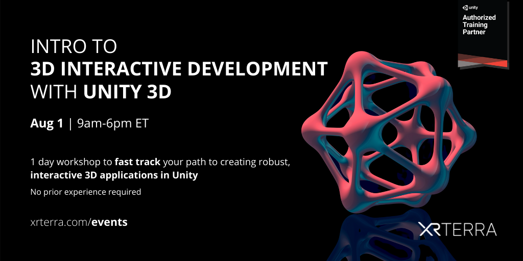 XrTerra's tweet photo. Looking for a head start in learning Unity and 3D Interactions? Signup for our LIVE 1 Day fast track workshop today! https://t.co/y081NghoKU #XR #3D #Unity3D #3DDeveloper #Interaction #Workshop https://t.co/dXWypi9r4i