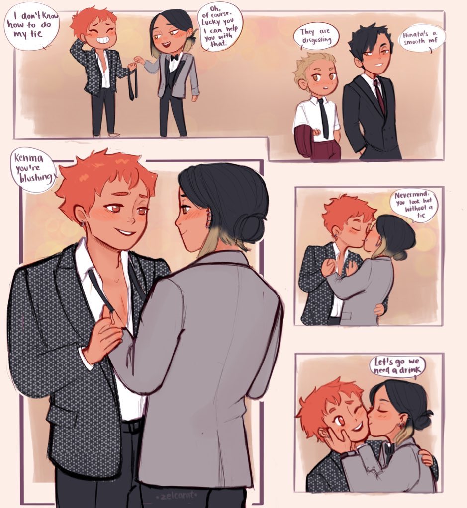 Oh so hot boyfriends in a suit at the company's party
#Haikyuu #kenhina #kuroyaku 