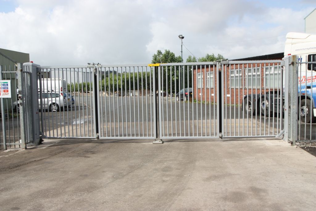 PF9500 Bi-Fold Trackless Speed Gates are the ideal solutions where speed of operation is essential or space is at a premium. Typically opening at more than twice the speed of traditional swing gates of the same size.

PF9500 installed by our trade partner <a href="/HowickAutoGates/">Howick Automation</a>