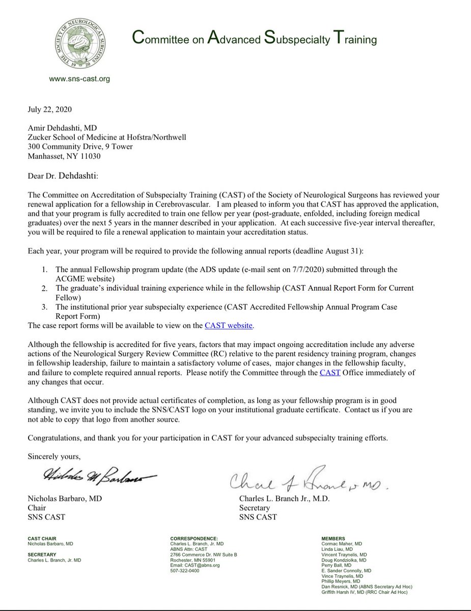 Dr Amir R Dehdashti Honored To Have Our Cerebrovascular And Skullbase Fellowship Cast Approved Again For The Next 5 Years And Honored To Train The Best Fellows From The Top