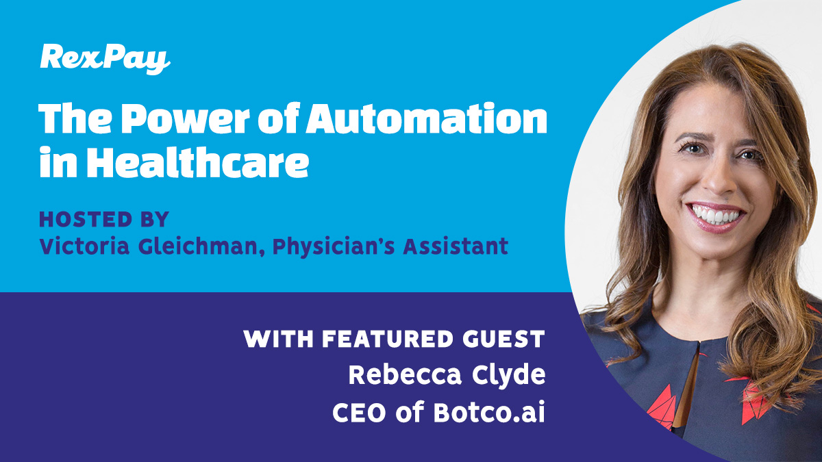 Learn how automation can be utilized in healthcare, in our 20 minute interview with Rebecca Clyde, CEO and Cofounder of Botco.ai that is now available on our website: rexpay.com/webinar-automa… 

#healthcare #webinar #chatbot #automation #HealthTech
