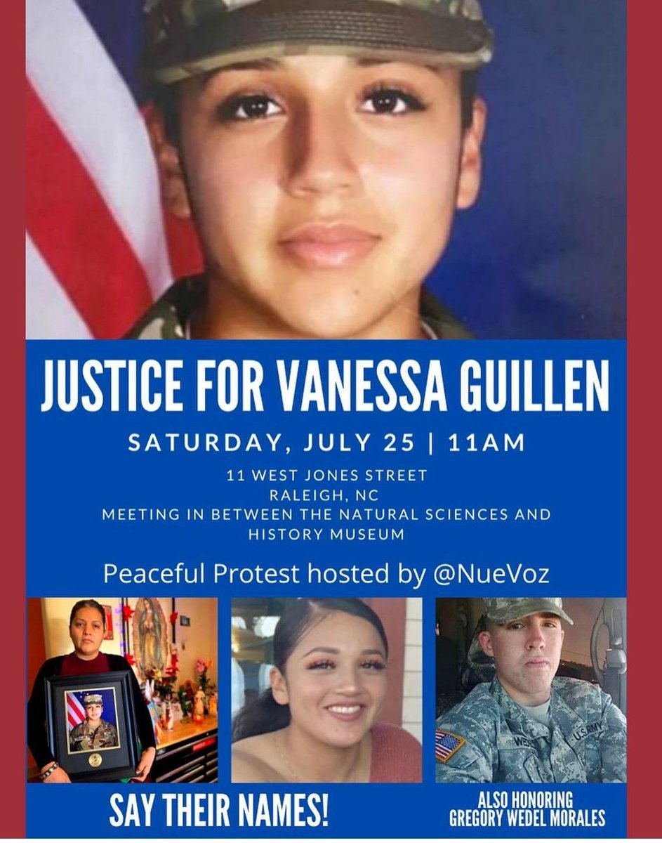 nicksucio's tweet photo. #JusticeforVanessaGuillen
Come out Raleigh NC
#raleighprotest https://t.co/SAqs2ZeG0e