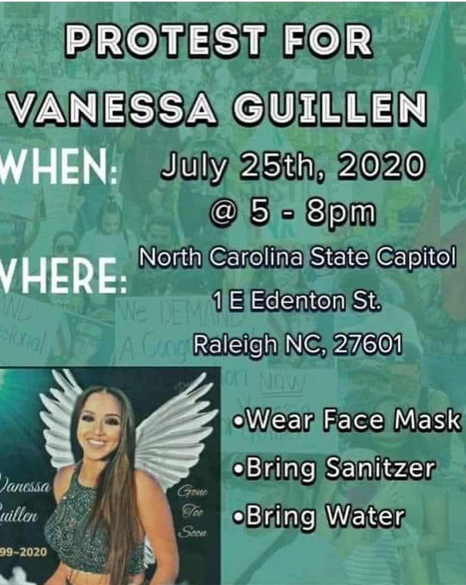 nicksucio's tweet photo. #JusticeforVanessaGuillen
Come out Raleigh NC
#raleighprotest https://t.co/SAqs2ZeG0e