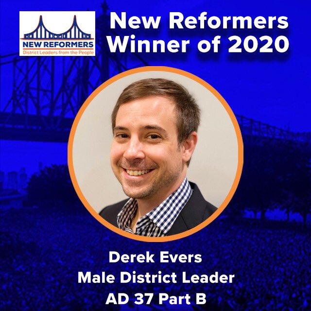 A belated congratulations to <a href="/derekevers/">Derek Evers</a> on becoming the new New York Assembly District 37 Leader! Your neighbors in Ridgewood are blessed to have you 👏
