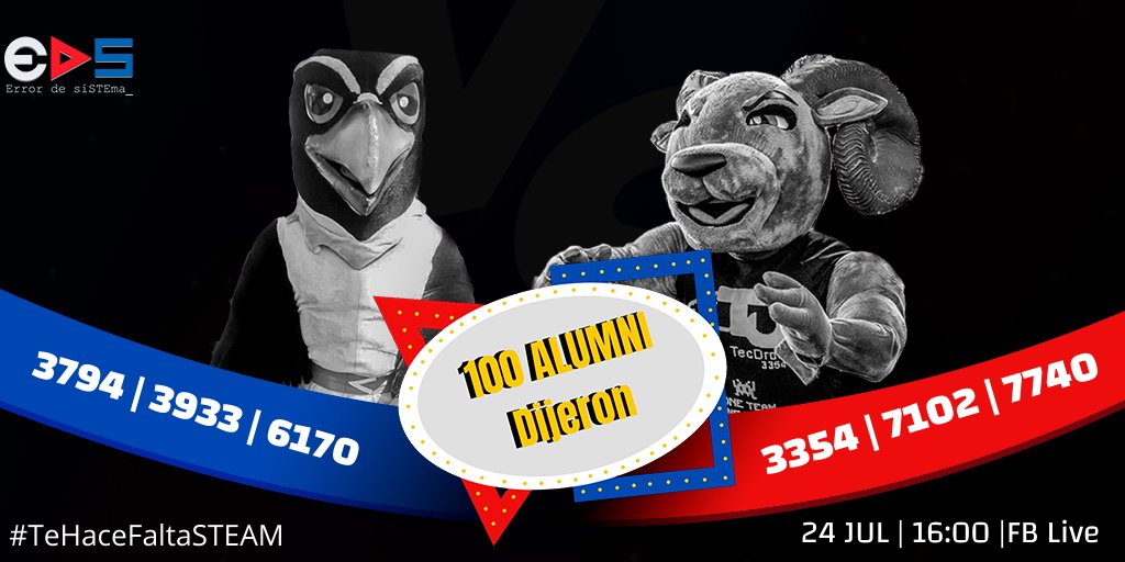 No te pierdas la segunda edición de 100 Alumni Dijeron. #TeHaceFaltaSTEM 
¿A qué alianza apoyas esta tarde? ❤️💙
Hoy a las 4 pm por FB Live.