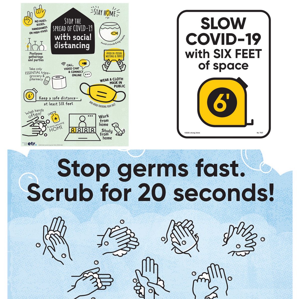 ETR’s Social &amp; Physical Distancing posters, signs, floor displays, &amp; wall clings can provide visual messaging to encourage healthy practices. etr.my/2ZSHyOC 

#socialdistancing #physicaldistancing #thisispublichealth #healthpromotion #flattenthecurve #stopthespread