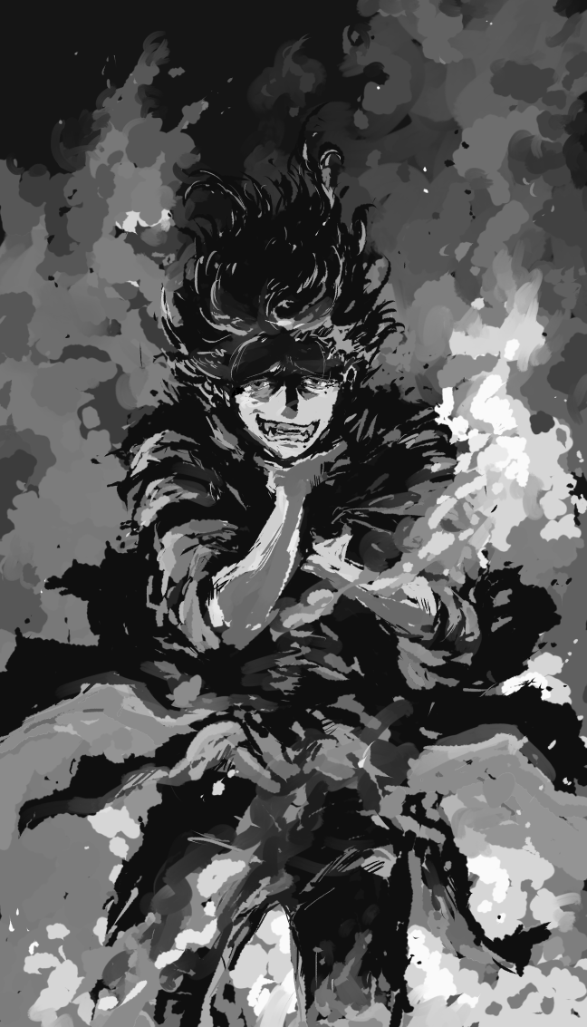 絵をモノクロにするとかっこいい もともと白黒ばっかなのでこのへんがよいな オデン のイラスト