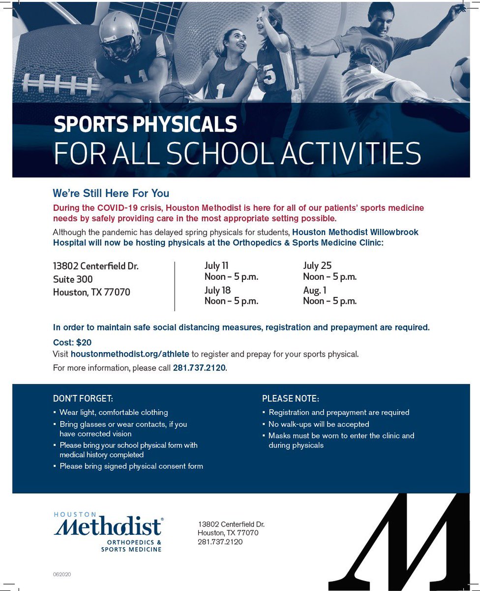 Good afternoon <a href="/KlebKISD/">Kleb Intermediate</a> <a href="/KlebBoys/">Kleb Boys Athletics</a> <a href="/KlebLadyCubs/">Kleb Girls Athletics</a> athletes!  This is a reminder that you still have 2 more opportunities to get a low cost sports physical from Methodist Willowbrook Sports Medicine.  Tomorrow is one of the dates! Visit tinyrul.com/klebpeathletics for more information.