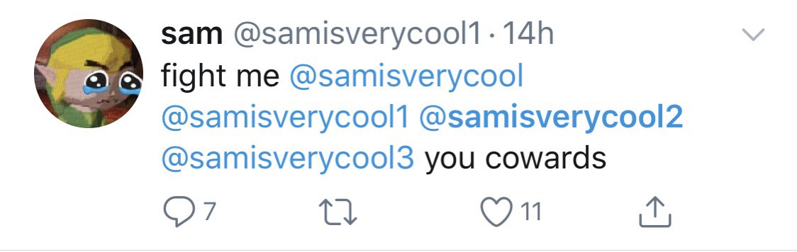 samisverycool5's tweet photo. It's time to address the first allegation; murder. From the screenshot below, you can see @samisverycool1 challenging other Sams to a fight. Seems fine, correct? https://t.co/zbLpMQkNeD