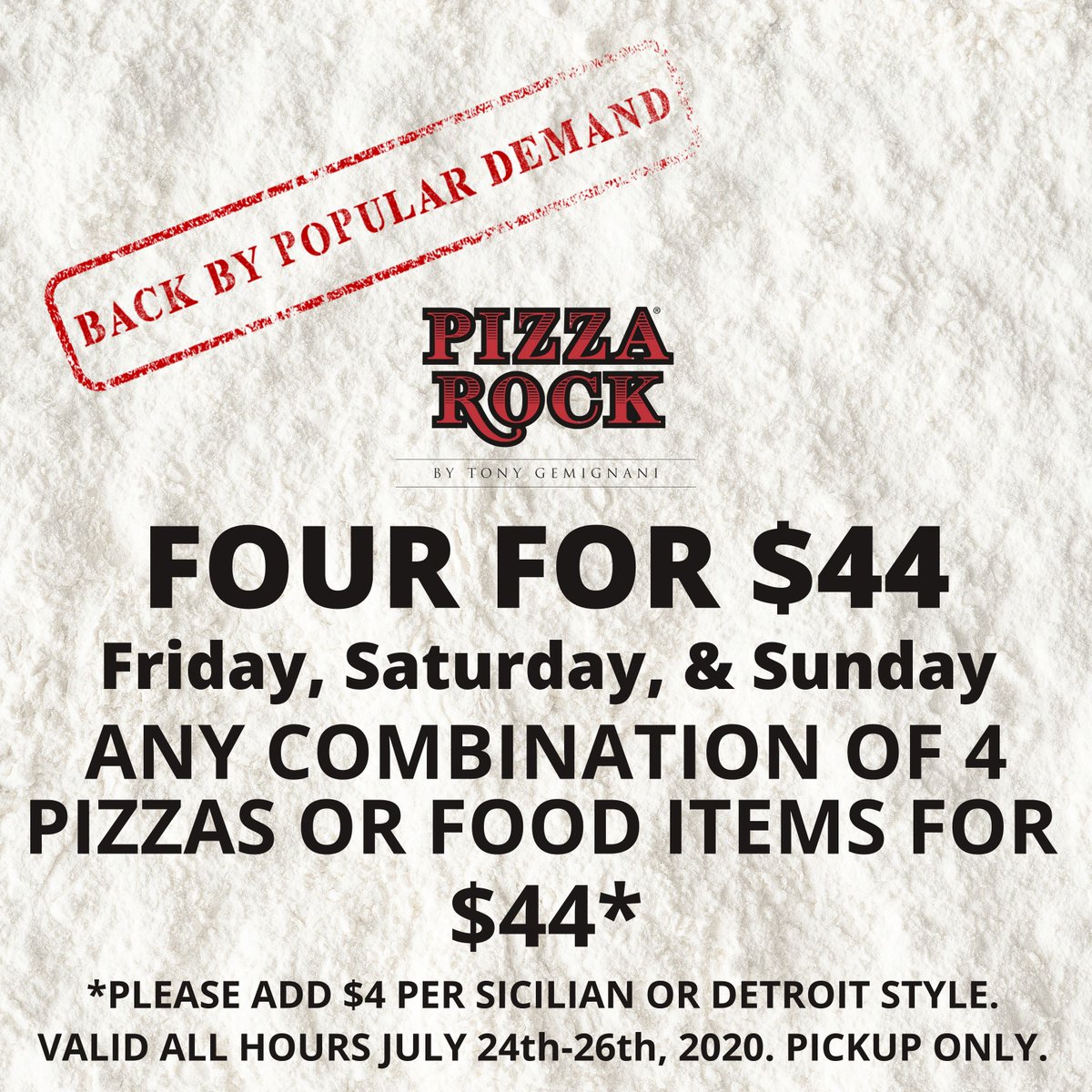 PizzaRockSac's tweet photo. It's baaaack! Our Four for $44 special is available again this weekend! Friday-Sunday, open to close and we've added 32oz draft beers to the special too! https://t.co/Oy6H5DlqMG