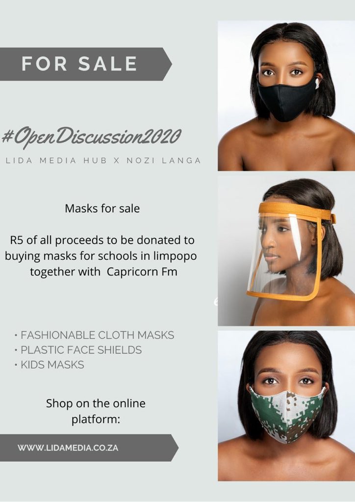 nozi_langa's tweet photo. GET YOUR MASK TODAY & LETβS SAVE A LIFE #OpenDiscussion2020 ππ½ππ½ππ½
π - https://t.co/iopW0RjcqQ https://t.co/WfkDJvtiRK