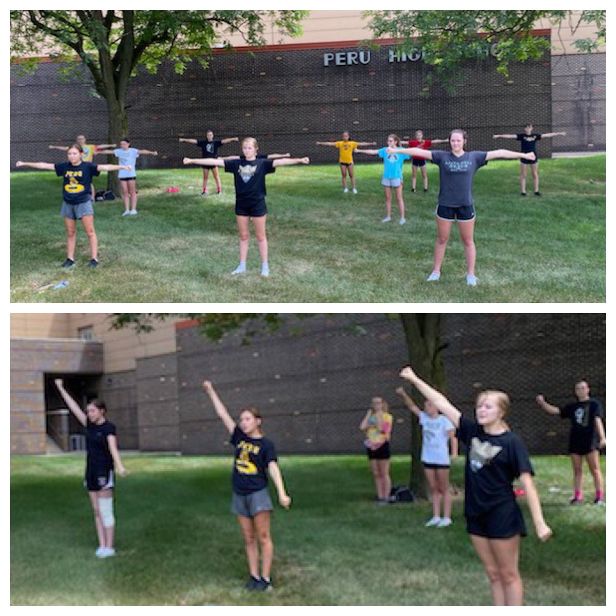 PeruHighSchool's tweet photo. High School Cheerleading open gyms are Mondays and Tuesdays from 11:00-1:00 out on the corner by Hardee’s. Anyone interested in being a HS cheerleader next year should come. #cheer #tigerpride https://t.co/E57zEAohVP