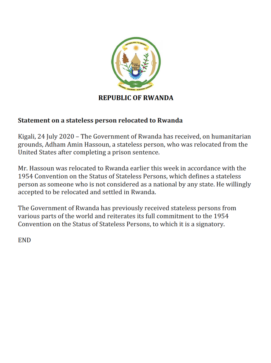 RwandaGov's tweet photo. Statement on a stateless person relocated to Rwanda https://t.co/KAZG5Z5Zqy