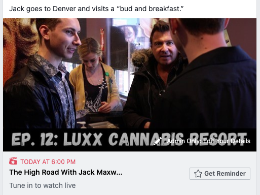 thehighroadshow's tweet photo. Today on The High Road with #jackmaxwell - Ep 12 - Luxx Cannabis Resort https://t.co/N4W0ZYfKCj