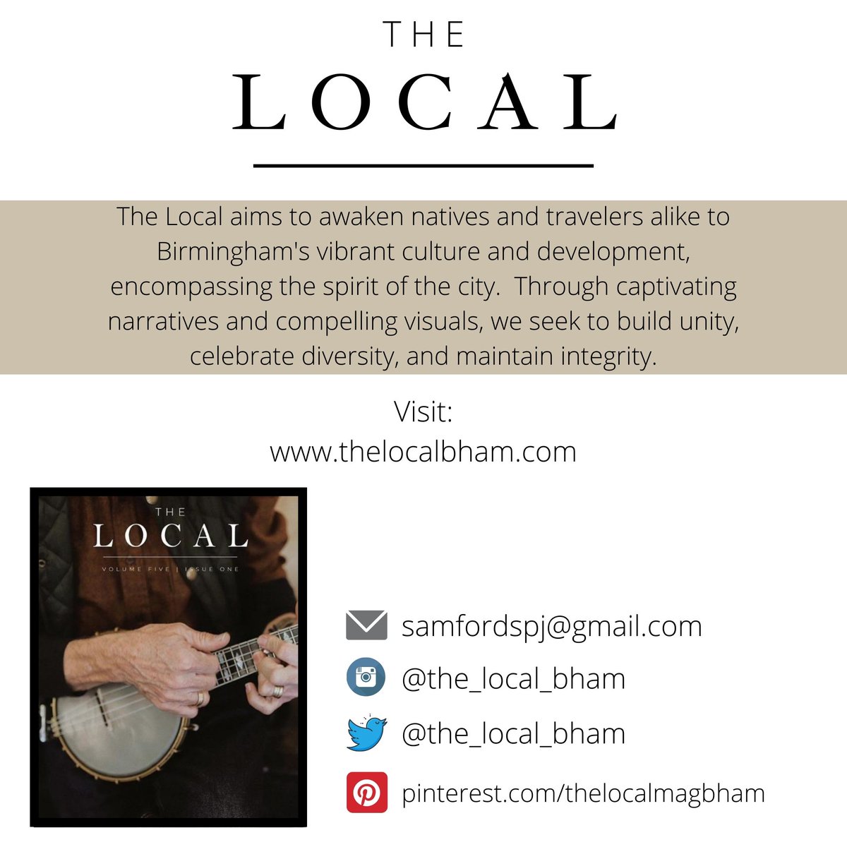 samford_cam's tweet photo. Advised by Dr. Clay Carey, The Local is another student media opportunity at Samford. The annual lifestyle magazine allows students to develop their skills in design, photography, writing, and engage with the Birmingham community. #themajorthatcreates https://t.co/wvwpabb9Le