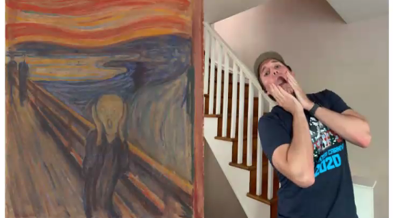 Great time yesterday for our #MITdeltav teams who took part in a virtual scavenger hunt, wearing their Sherlock Holmes deerstalker hats and doing things like recreating famous artwork with what they had in their home.