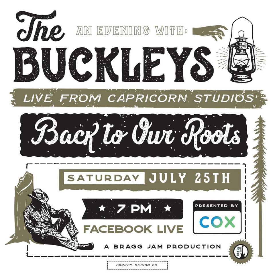 MaconGaSoul's tweet photo. Bragg Jam presents Back to Our Roots: An Evening with The Buckleys via Facebook Live on Saturday, July 25 at 7 p.m. Rock with us HERE >> https://t.co/bDc2mbdk8R

#WhereSoulLives #BraggJam @BraggJam https://t.co/rhVSJLEn7e