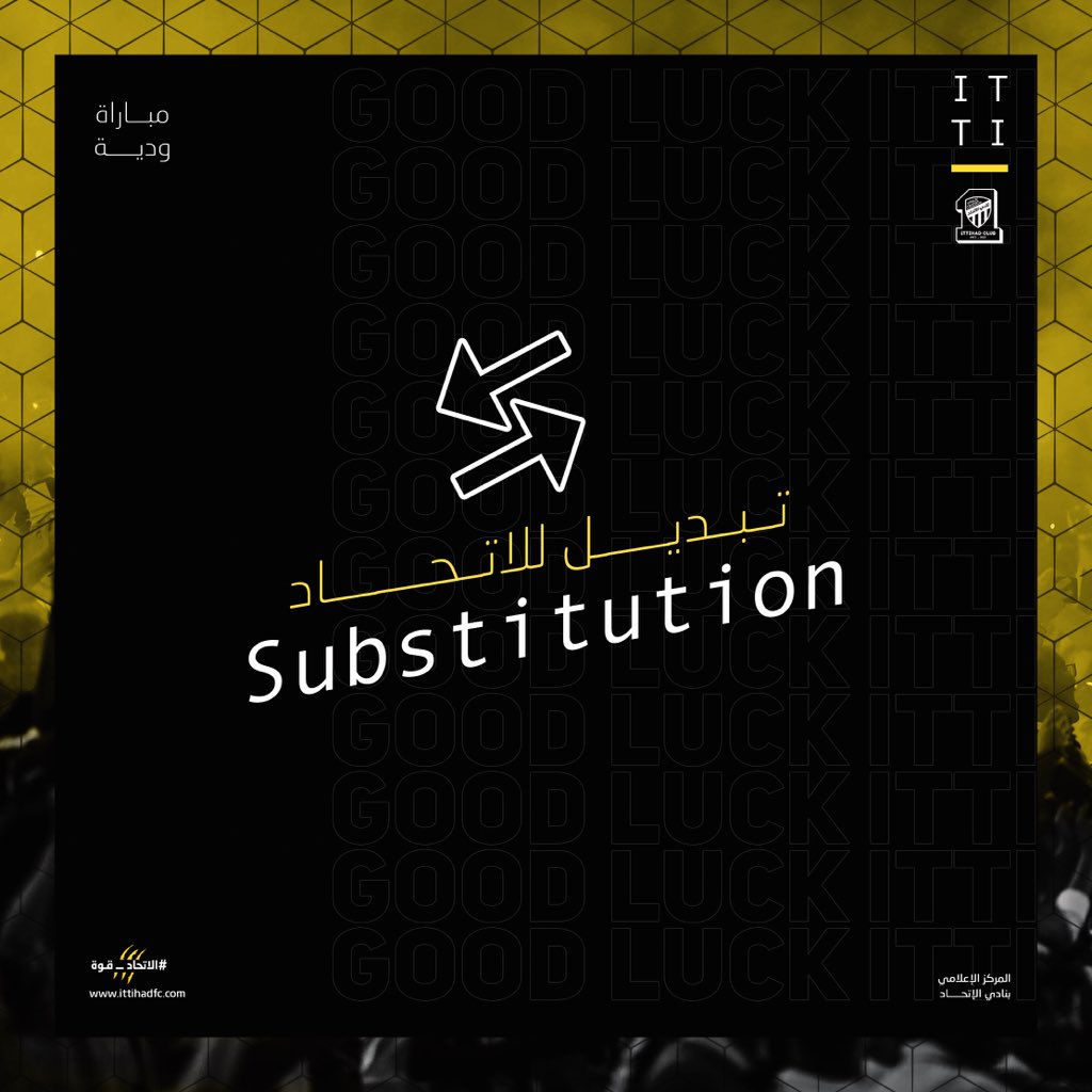 مباراة ودية ⚽️
#الاتحاد_ضمك
70’
0 - 0
خروج: خالد السميري، عمار الدحيم، فهد المولد
دخول: ليوناردو خيل، عبدالمحسن فلاته، أنيس البدري