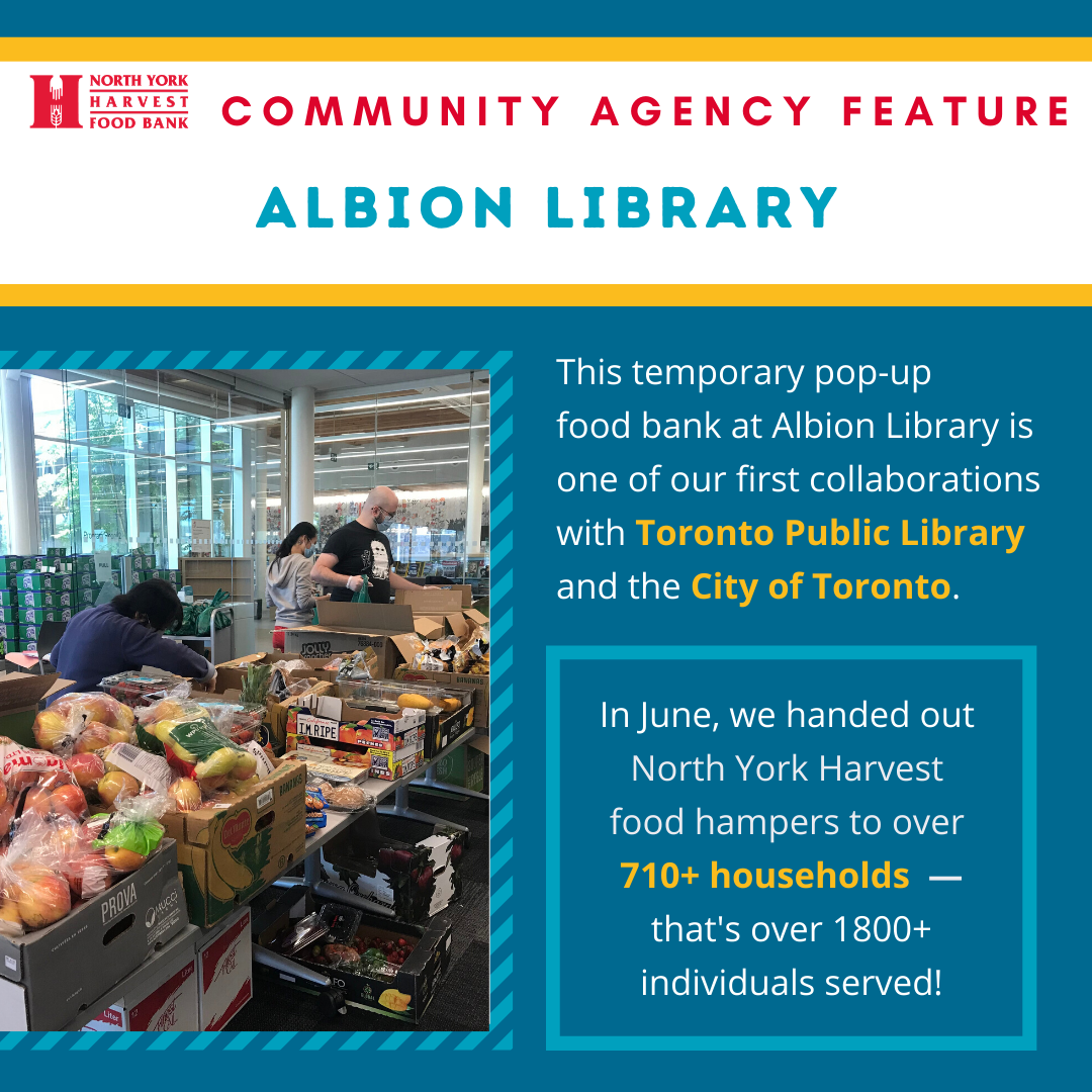 nyhfb's tweet photo. This Friday Feature – our pop-up food bank ✨Albion Library✨
Learn about how we’re working with our partners in #Etobicoke to provide food and more #ForOurCommunity
#CommunityAgency City of Toronto - Your Local Government Toronto Public Library Delta Family Resource Centre https://t.co/wT04tJzo9j