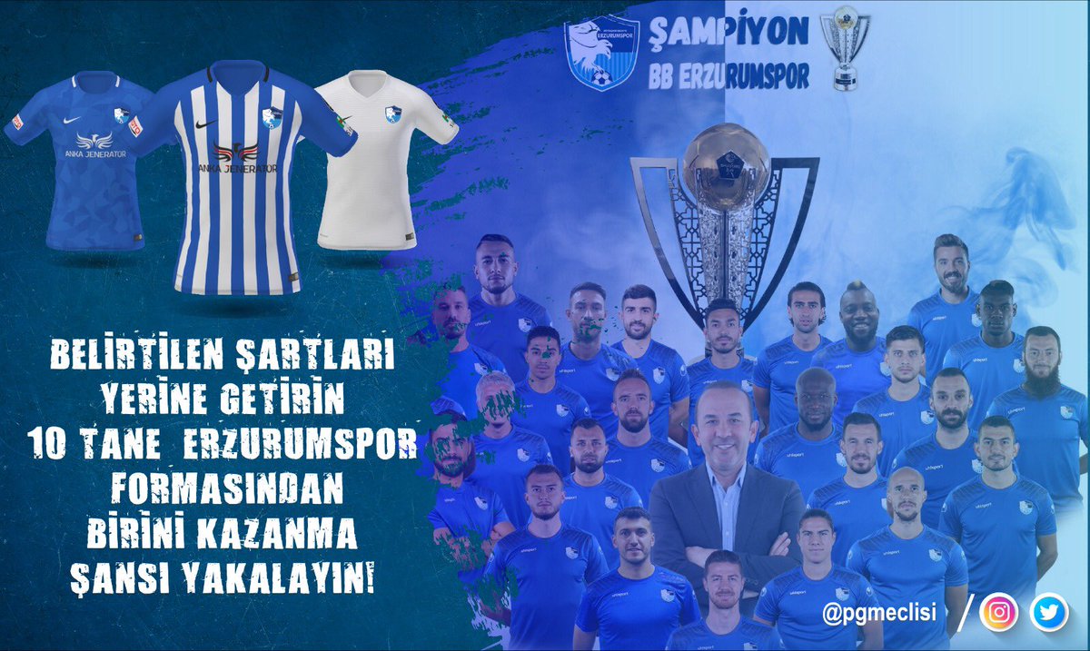 Forma çekilişi ile sizlerleyiz. 🎽

Yapmanız gerekenler
📍 Hesabımızı ve belediye başkanımız <a href="/AvMuhammetSunar/">Muhammet SUNAR 🇹🇷</a>' beyi takip ediniz.
📍Twiti beğenip, Rt yapınız.
📍Yoruma 3 arkadaşınızı etiketleyiniz. 
Çekiliş sonucu 1️⃣0️⃣kişiye 1’er adet forma hediye edilecektir.#SampiyonErzurumspor