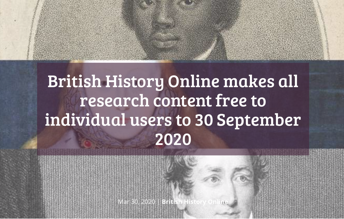 All premium content on British History Online (@bho_history) is now freely available to assist with research blog.history.ac.uk/2020/03/britis… These 200 vols of #medieval and #earlymodern content remain free until 30 September 2020. #VirtualIHR #ECR #research #twitterstorians