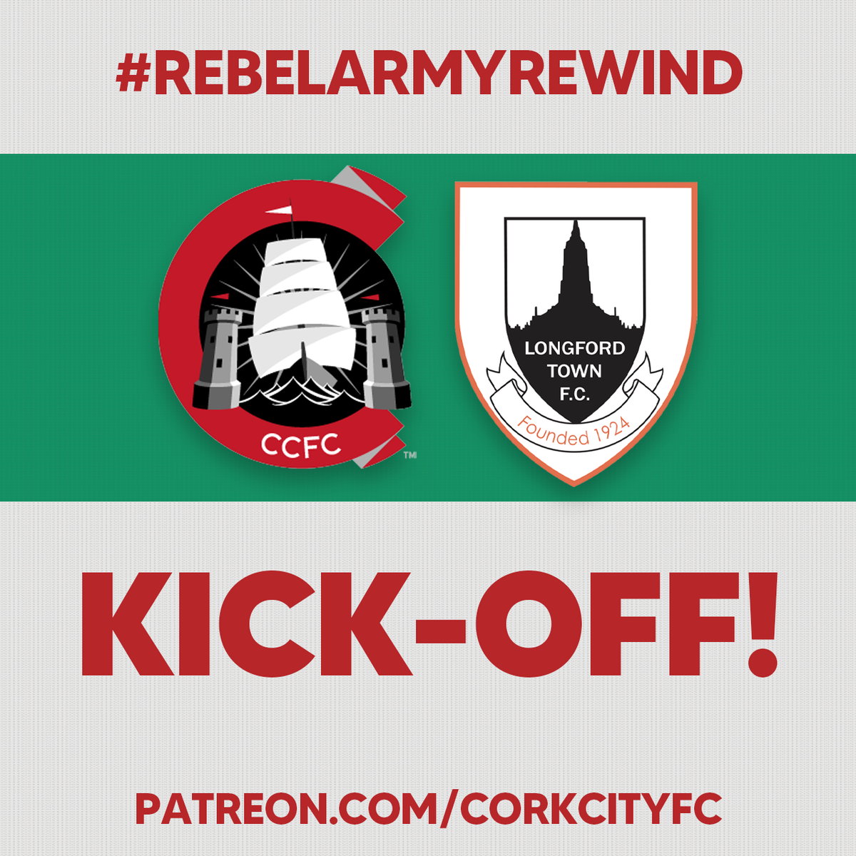 CorkCityFC's tweet photo. KICK-OFF | Underway in this evening’s #RebelArmyRewind match! 

Watch along: https://t.co/pcQc6cJ8ZJ

#CCFF84 https://t.co/RnZFvgUyo5