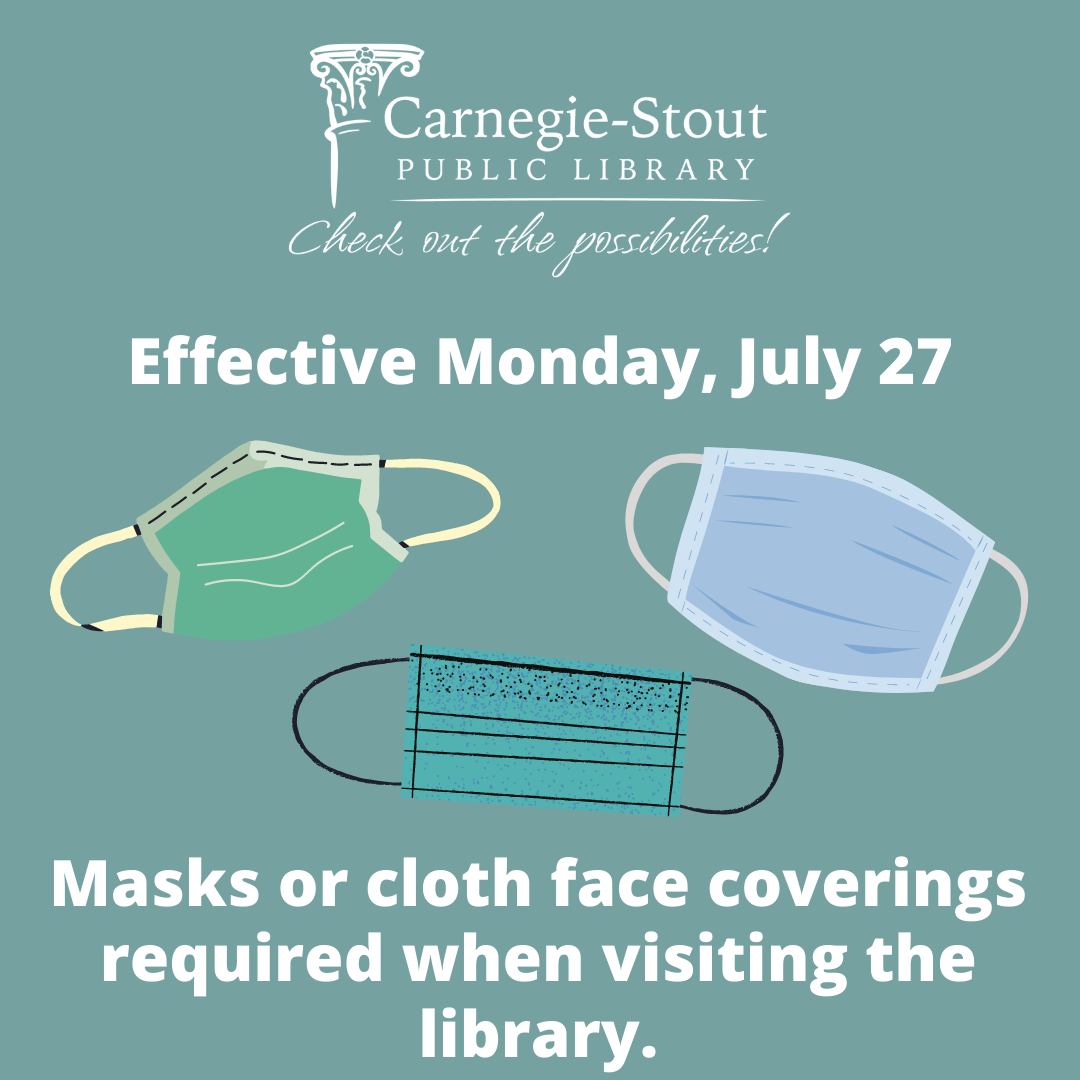 CarnegieStout's tweet photo. Effective Mon. July 27, @CarnegieStout will require all visitors, including children age 2+, to wear masks or cloth face coverings that go over the mouth & nose. Masks are a simple & effective way to help prevent the spread of COVID-19 in our community.
#MaskUpDBQCounty #Dubuque https://t.co/HK71BCRTJ0