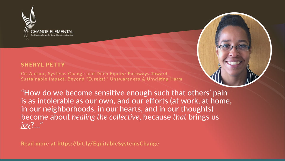 cocreatingpower's tweet photo. Systems change efforts without deep equity cause harm. Just don’t do it. New monograph by Sheryl Petty &amp; Mark Leach shares more →  https://t.co/fGXF2FPspN 

#EquitableSystemsChange #BeyondEureka https://t.co/JzW2WW1bkZ