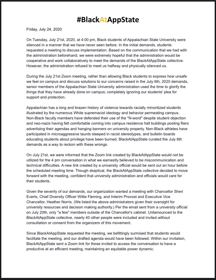 BlackAtAppState's tweet photo. #WeWillNotBeSilenced #BlackAtAppState https://t.co/6WeFOhIeWj