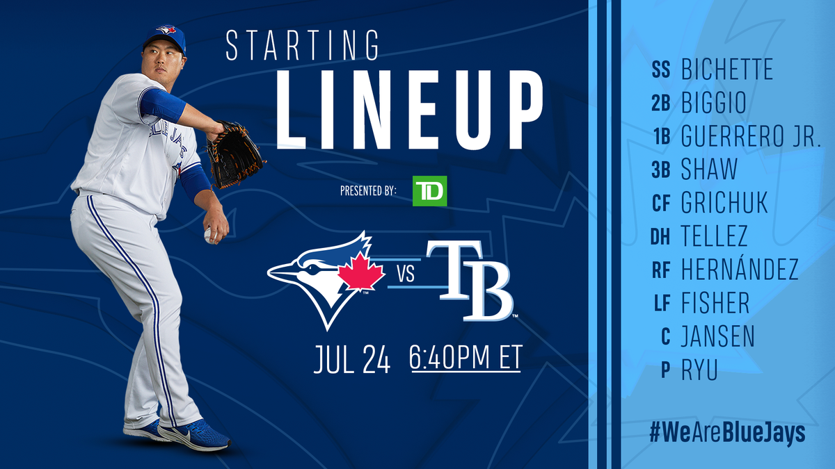 BlueJays's tweet photo. Your 2020 #OpeningDay lineup! #WeAreBlueJays https://t.co/bpN382pzMM