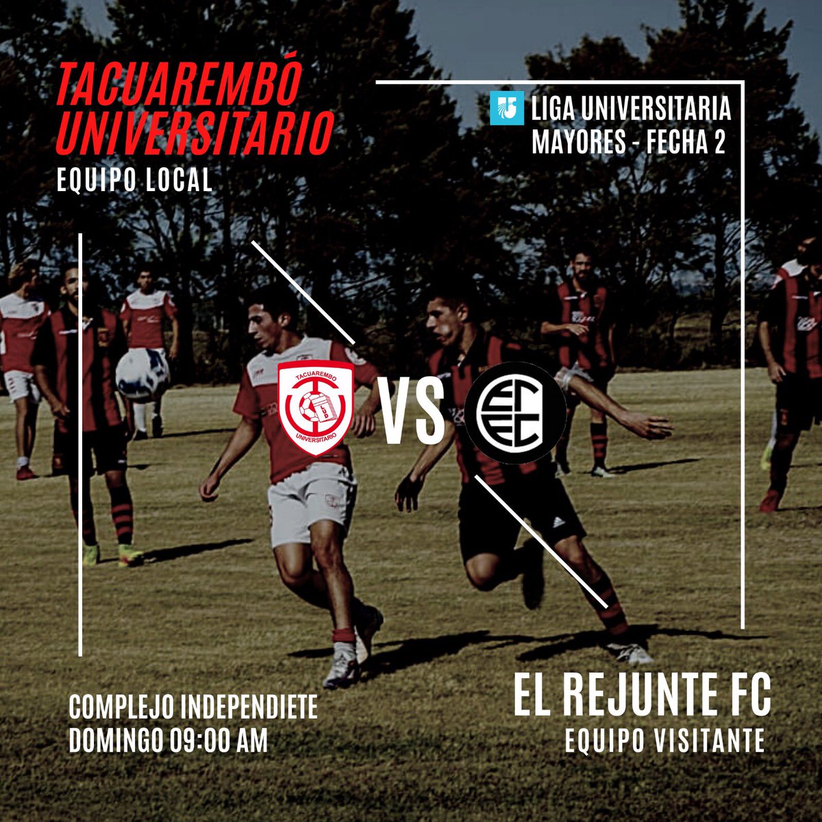 📅 Domingo 26 
⏰09:00 am 
📍Complejo Independiente Univeristario 
🆚 <a href="/Rejunteoficial/">C.S.D El Rejunte</a> 

|Tacurembó Universitario🔴⚪️|