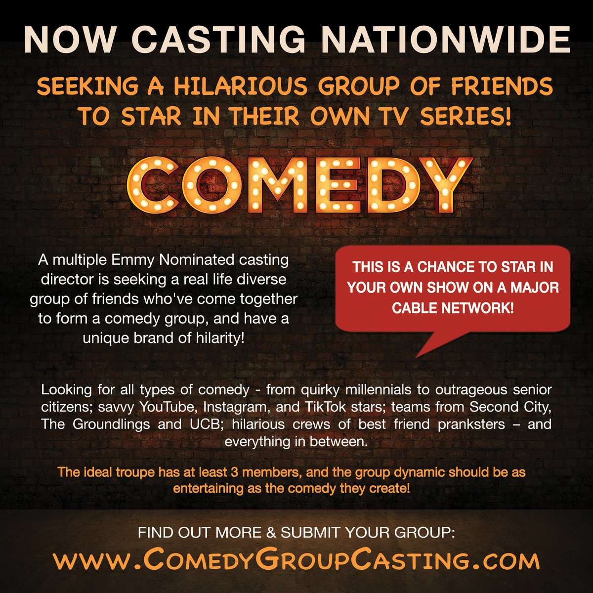 Calling all comedy groups! #improv #comedygroup #comedytroupe #comedians #pranksters #comedyteam #improvcomedy #improvgroup #impracticaljokers #snl #saturdaynightlive #secondcity #uprightcitizensbrigade #ubc #groundlings #jackass #funnyvideos