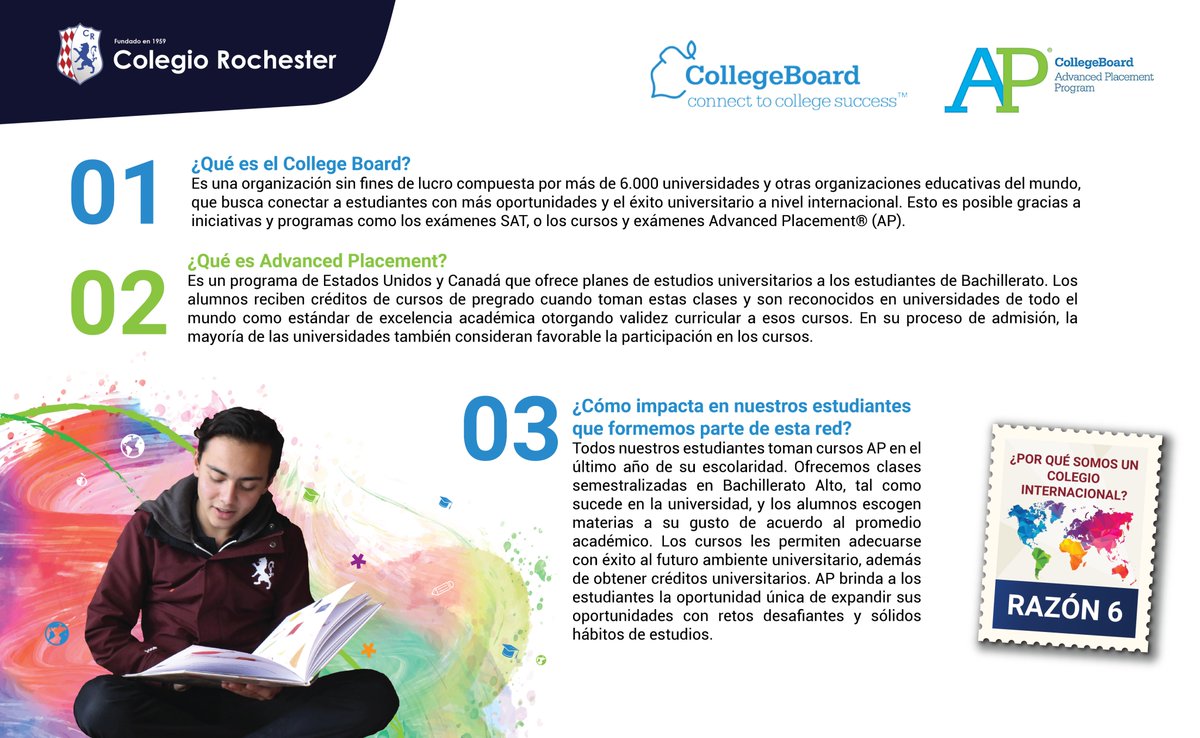 RochesterSchool's tweet photo. ¿Sabes por qué es tan importante para nosotros ser parte de esta red internacional? Descubre la sexta postal creada para que conozcas todas las oportunidades que un colegio internacional tiene para ofrecerte. #ILoveRochester ❤️✨🏫✨🌎 #ColegioInternacional #AP #CollegeBoard https://t.co/UbdKTWyOH7