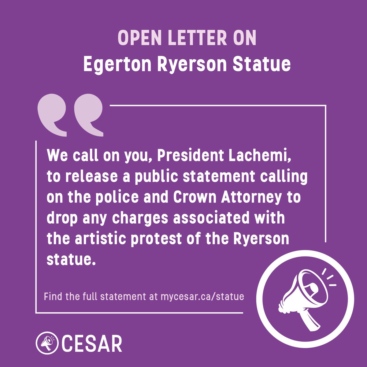 TMAPS105's tweet photo. The removal of the Egerton Ryerson statue is long overdue. @RyersonU community is coming together to put an end to this. With over 600 signatures from the Ryerson community collected in under two days, we implore President Lachemi to join us. https://t.co/tlFGarjEMg https://t.co/d3hjSp5zyd