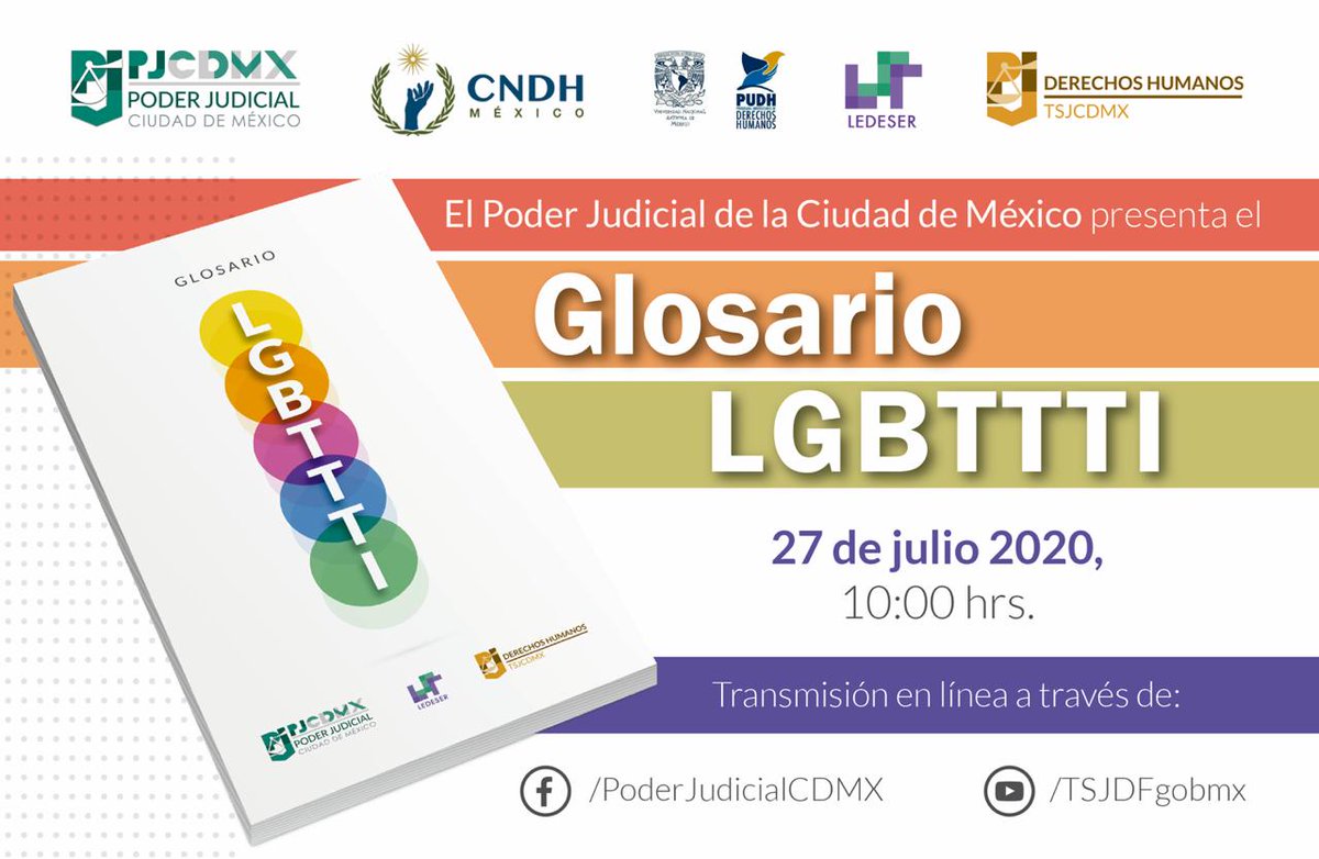 LEDESER_AC's tweet photo. 🏳️‍🌈Les invitamos a la presentación del "Glosario LGBTTTI", trabajo realizado desde #LEDESER

Será una herramienta útil  para sensibilizar, visibilizar y educar, y para promover que las y los jueces garanticen a nuestra comunidad un acceso a la justicia libre de discriminación 🏳️‍⚧️ https://t.co/Th2JQ6kmQQ
