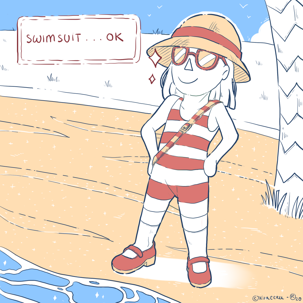 Another AC comic. It's so funny to go swimming with all your accessories on.
#AnimalCrossingNewHorizon #ACNH 