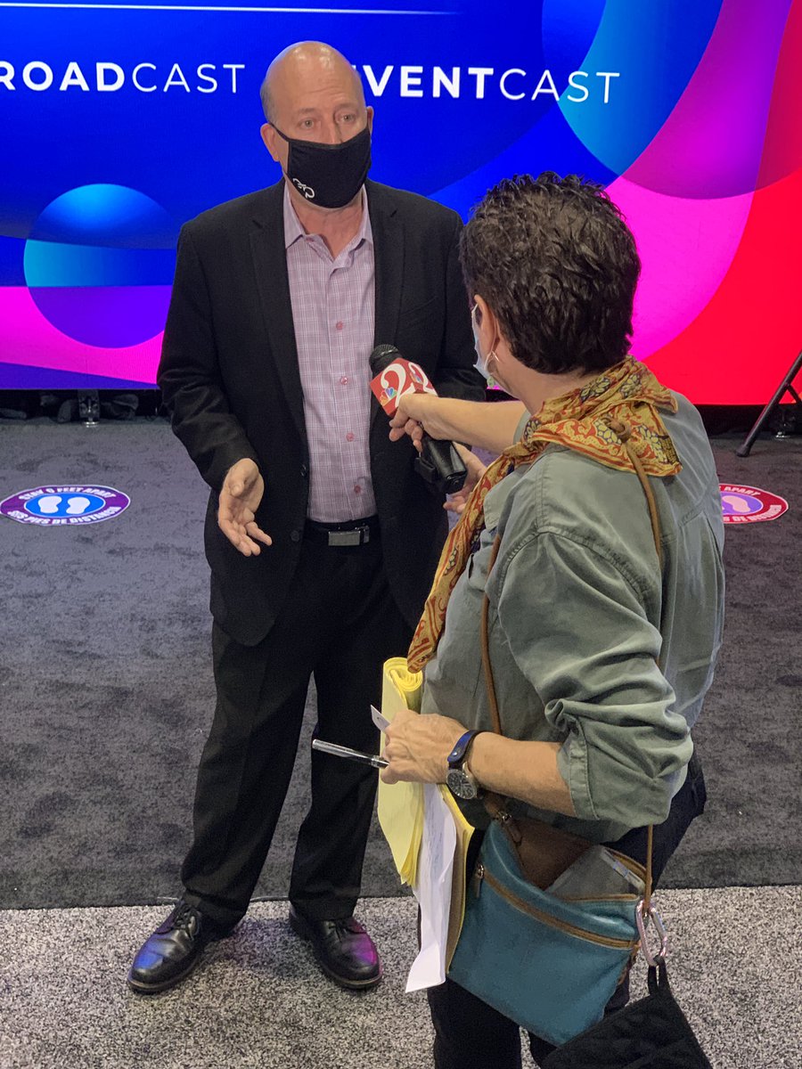 richtateav's tweet photo. Les being interviewed by @MichelleWESH from @WESH today in our booth at the Together Again Expo at the @OCCC. #lmgbeyondtechnology #liveevents #togetheragainexpo #occc https://t.co/3sU4tFWyfG