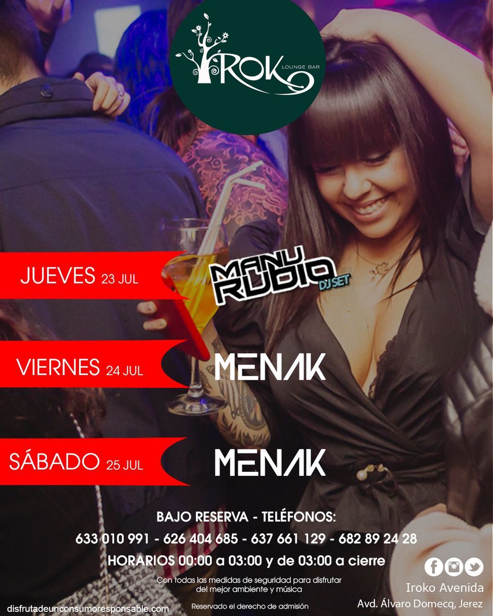 IrokoAvenida's tweet photo. IROKO SUMMER 😎🙌🙌 ☎️ Tlf RESERVAS: 633 010 991 - 626 404 685 - 637 661 129 - 682 892 428 ✅ Con todas las medidas de seguridad, los mejores Dj, música y ambite!!🔝🔝os esperamos los JUEVES, VIERNES Y SÁBADO en nuestro horario habitual y bajo reservas (AFORO LIMITADO) 👏🏻👏🏻 https://t.co/sv3Q0WoBsw